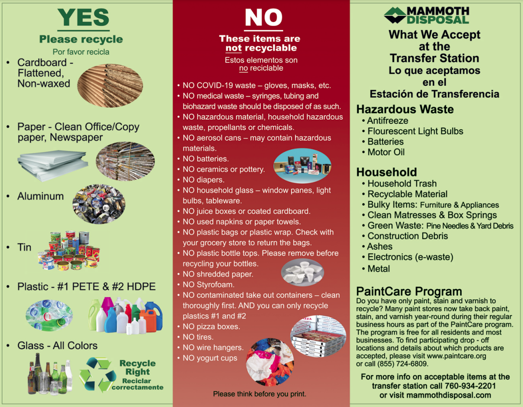 Recycling guide, which items are and are not recyclable. Here is a link to the PDF: https://www.mamm